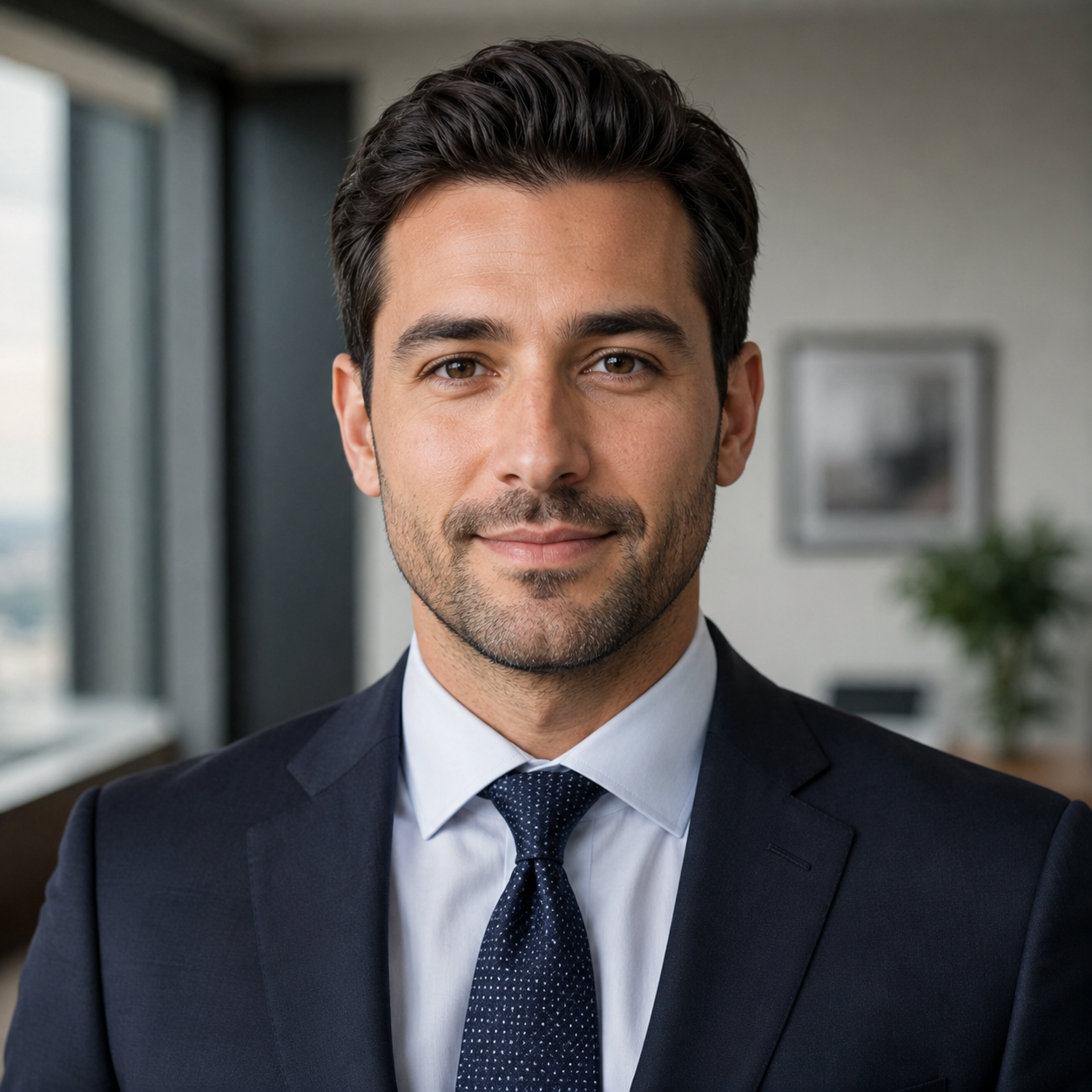 Photorealistic profile portrait representing Mercer, an AI agent